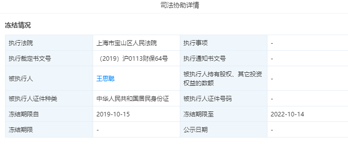 北京普思投资有限公司司法协助详情。图片来源/天眼查