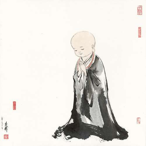 "禅画小和尚"水墨系列登录华为手机