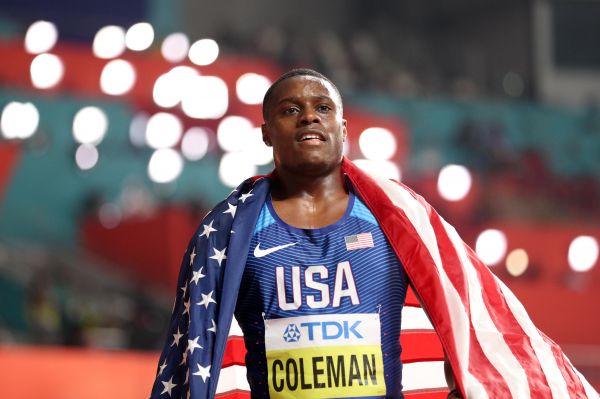 科尔曼赢得田径世锦赛男子100米短跑项目的冠军.新华社记者李明摄