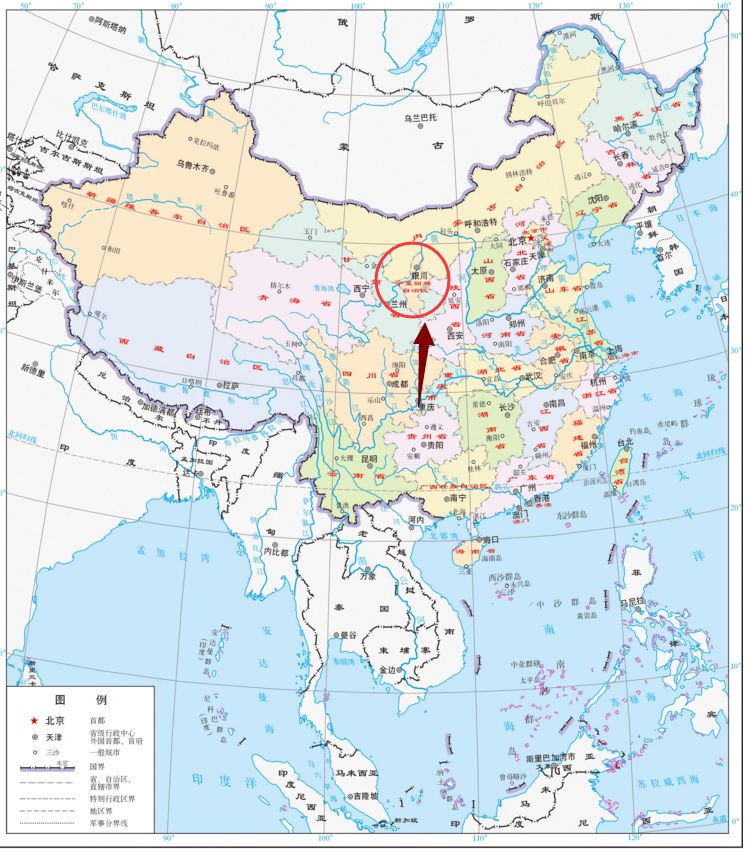 宁夏↓占据着一块不大的面积位于西北一隅的这个省份在中国的辽阔版图