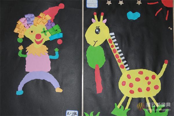 小朋友们用各种彩色纸通过手撕,粘贴的办法制作出了一幅幅