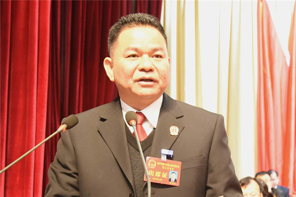 桂平法院院长黄志军向人大会议作工作报告桂平法院院长黄志军在会议上