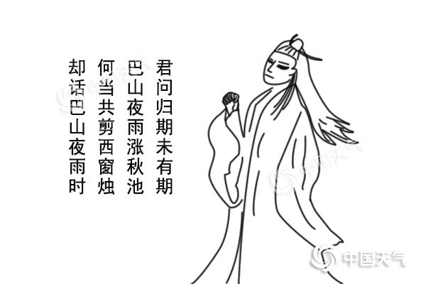 唐代诗人李商隐《夜雨寄北》中就曾提到巴山夜雨涨秋池除了"涨秋池"