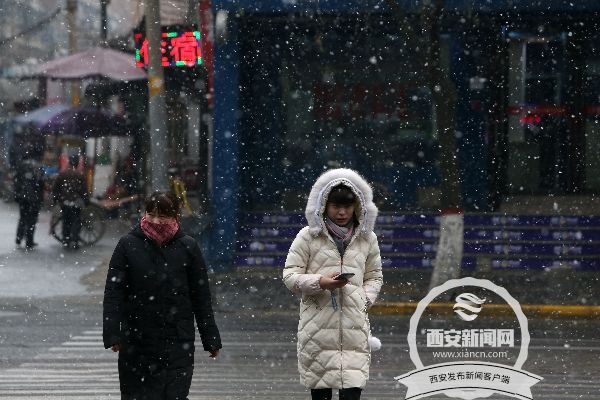 西安出现中雪天气 城区开始飘雪