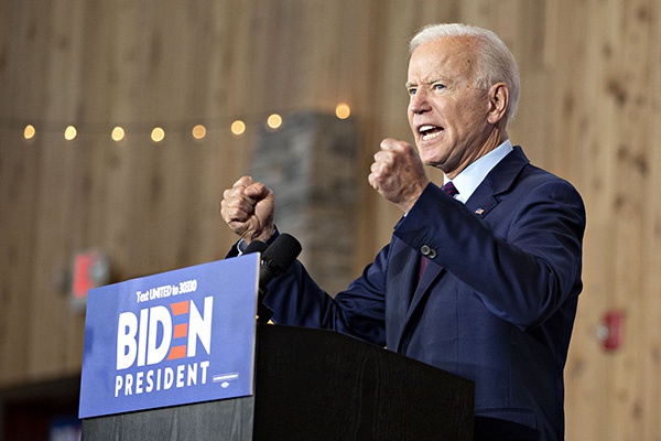 乔·拜登（Joe Biden）在民主党竞选人中支持率最高。视觉中国 资料