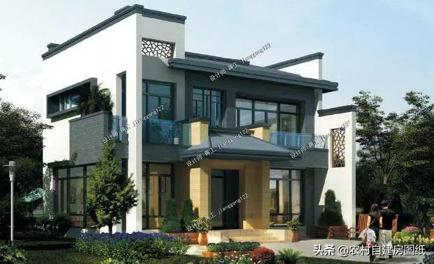 10×10m二层农村别墅,青瓦白面马头墙,中式之美让人移不开眼