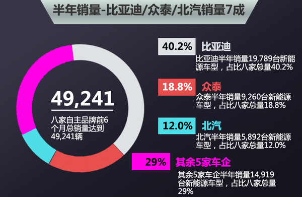 自主品牌新能源车半年成绩单 纯电占6成