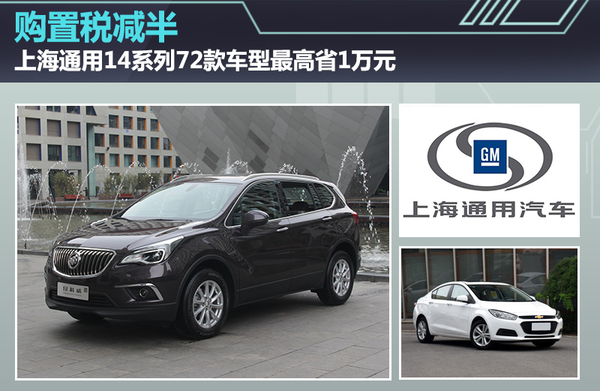 购置税减半 上海通用旗下72款车最高省1万
