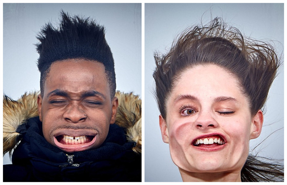 看英国男女狂风下自拍龇牙咧嘴引人笑高清组图