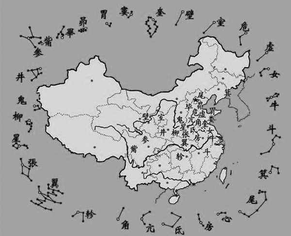 星宿对应中国地图图片