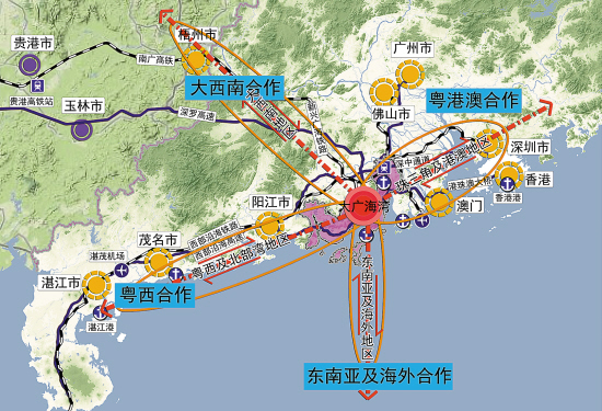 国务院的相关文件明确提出:支持广东与澳门共建江门大广海湾经济区