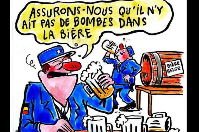 28日消息,法国讽刺漫画《沙尔利周刊》发布新的布鲁塞尔恐袭主题漫画