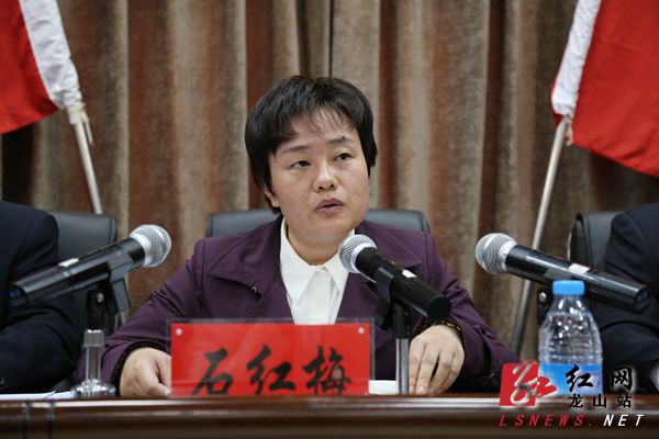 龙山县委常委,县委组织部部长,统战部部长石红梅讲话大会现场红网龙山