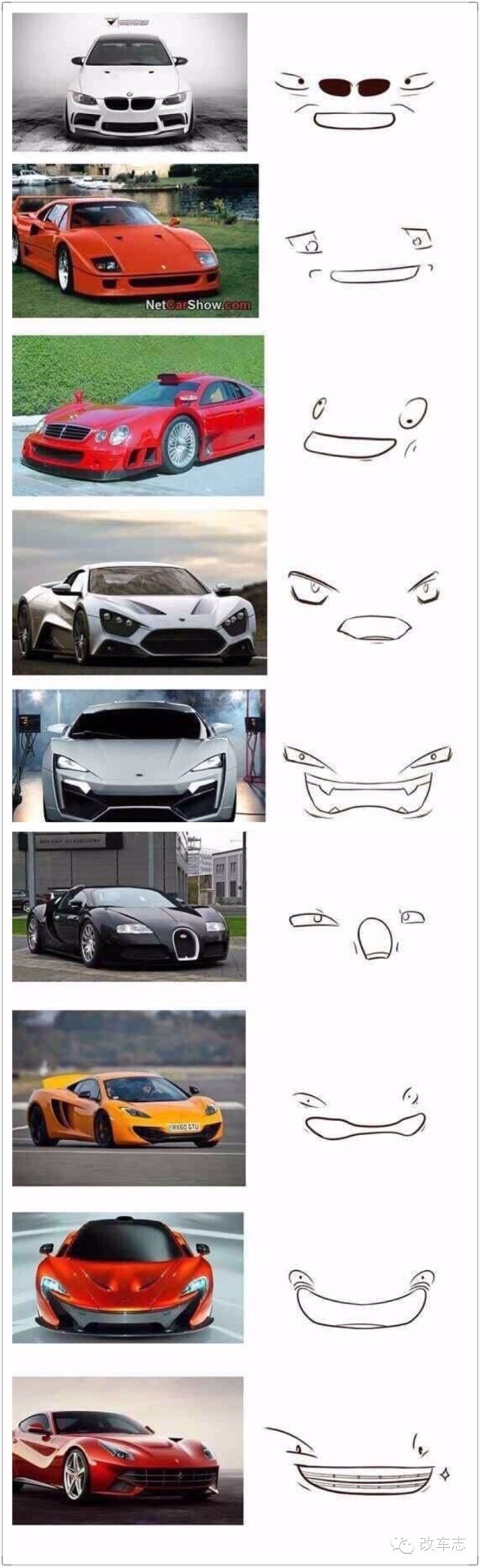 各种汽车的表情一览，真是太有喜感了！