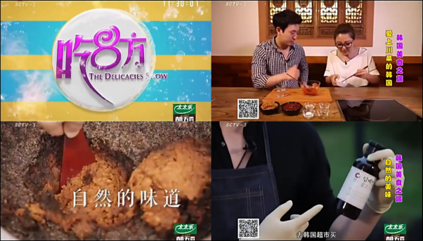 sctv《吃八方》韩国特辑节目,介绍了韩国食品的优越性,同时与主持人