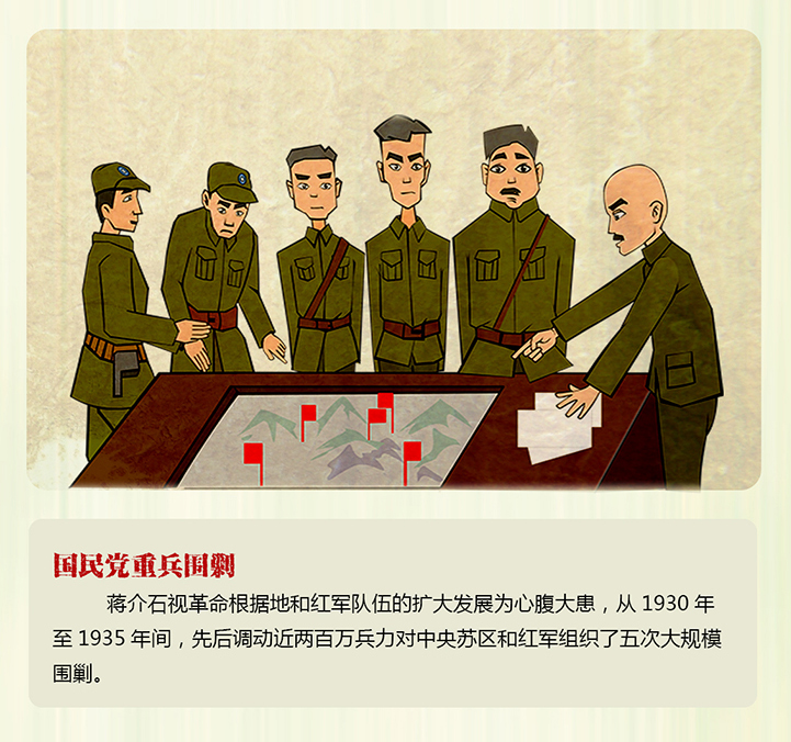 这组漫画选取了井冈山会师,通道转兵,遵义会议,四渡赤水,爬雪山等耳熟