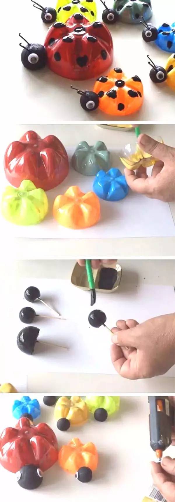 用一次性水杯,涂鸦成小蜜蜂,做个春意十足的昆虫风铃吧