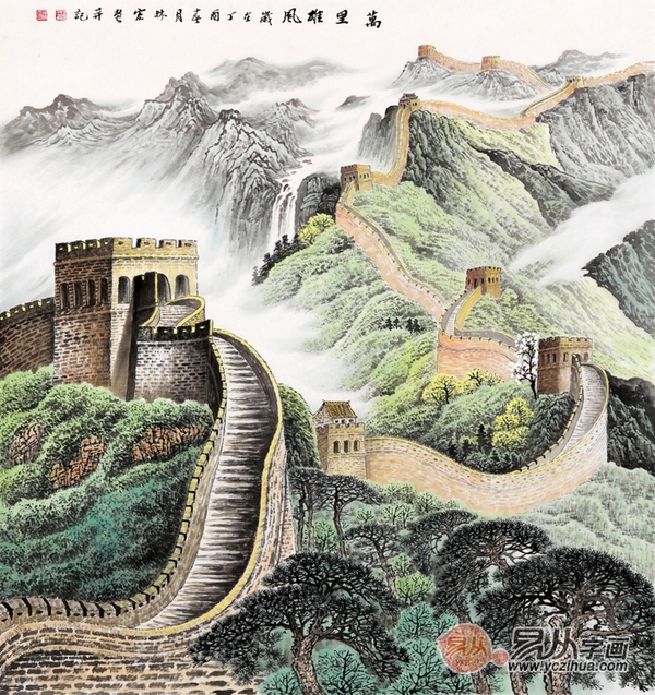 国画长城山水画谁画的好易从网签约画家李林宏