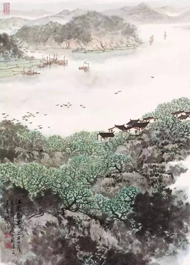 宋文治杏花烟雨江南