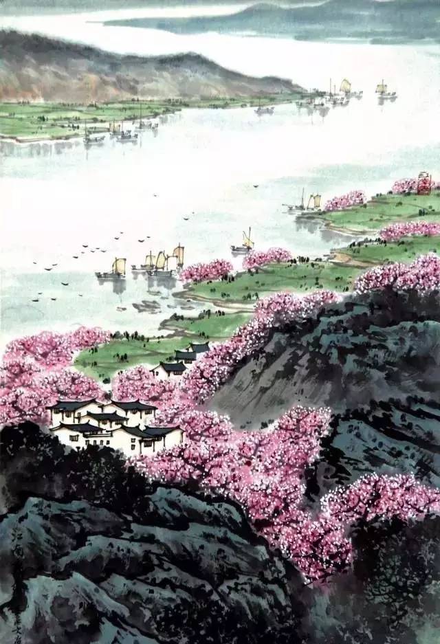 家家处在花丛中宋文治先生一生画过许多以江南水乡为题材的山水画