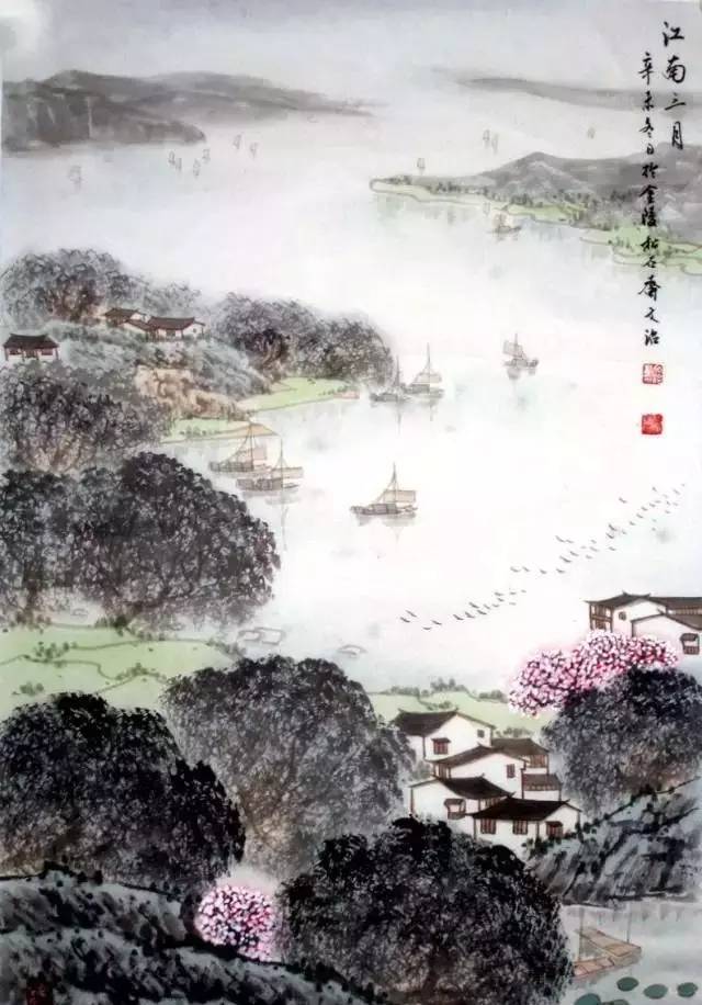 宋文治杏花烟雨江南