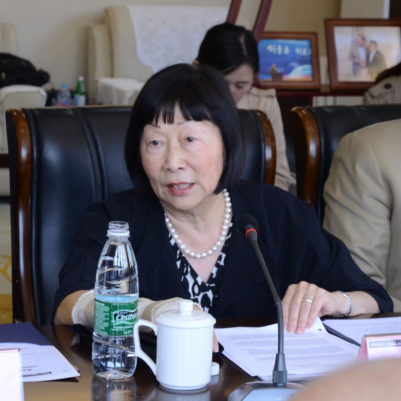 基地执行副主任王栋主持,张之香女士和太平洋国际交流基金会秘书长,前