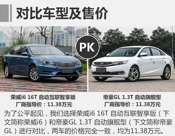 自主的巅峰对决 荣威i6和帝豪GL谁更强