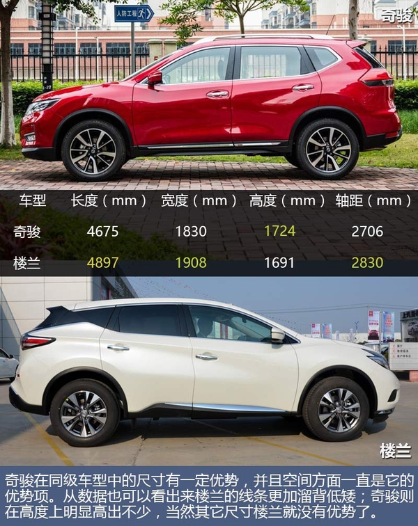 鸡头凤尾选谁 同价位奇骏与楼兰差在哪