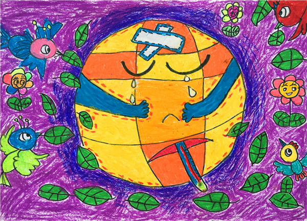 2017重庆环保网络晚会环保有我创意作品no143涂馨尧地球生病了