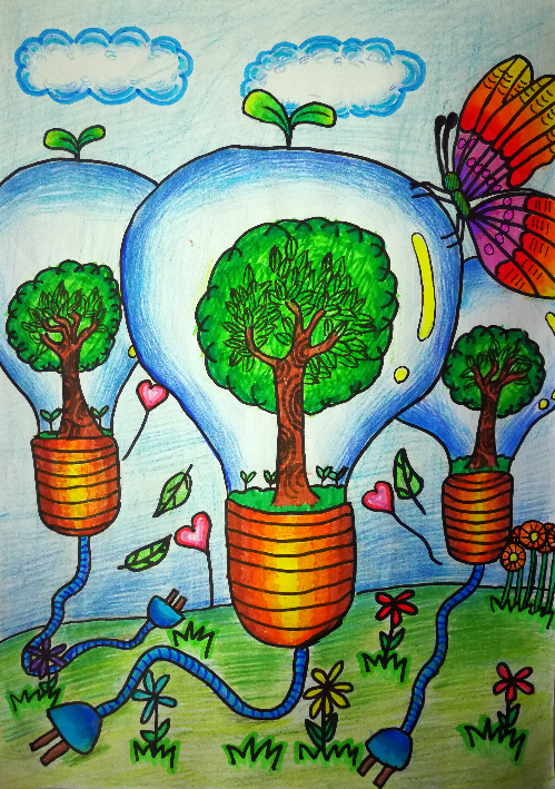 "环保有我"创意作品:n107:孙渝扬 《绿色点亮生命》