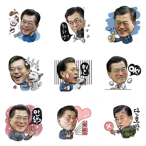 韩总统文在寅圈粉无数可爱表情包走红网络