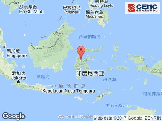 印度尼西亚发生66级地震震源深度20千米