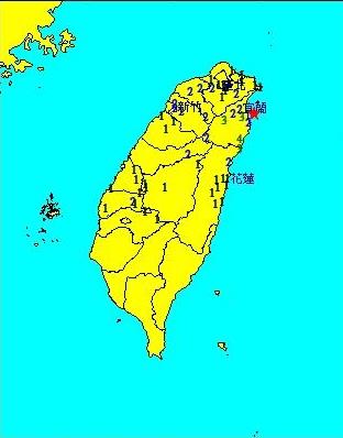 宜兰近海发生5.0级地震 半个台湾有感
