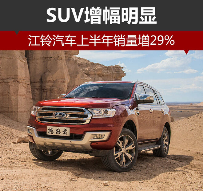江铃汽车上半年增销29% SUV增幅明显