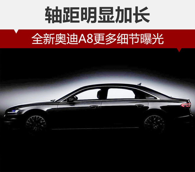 全新奥迪A8更多细节曝光 轴距明显加长