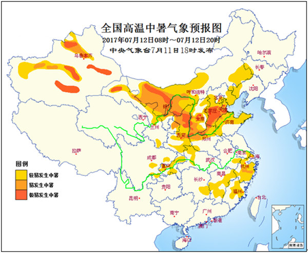 河北河南内蒙古新疆等地局部极易发生中暑