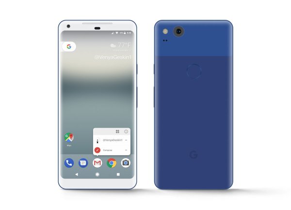 谷歌pixel2xl银色蓝色版渲染图曝光