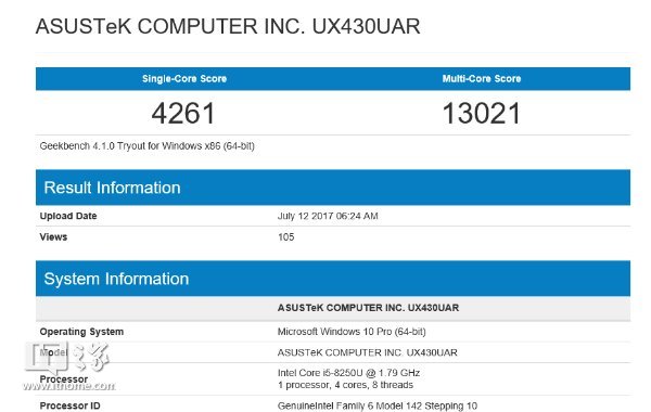 Intel新版低压处理器i5-8250U跑分曝光,性能提升