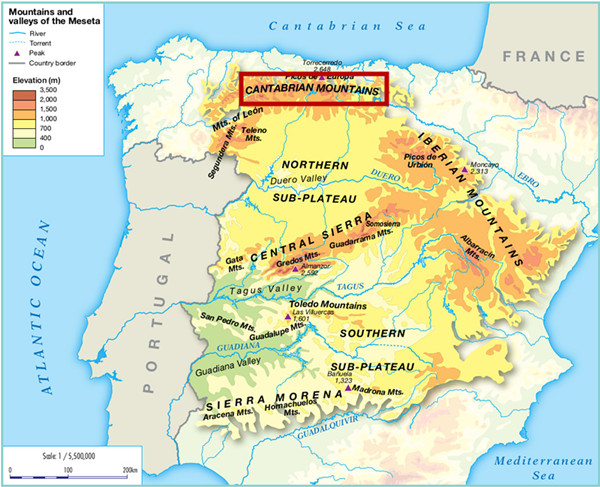 西班牙河流山脉图图片