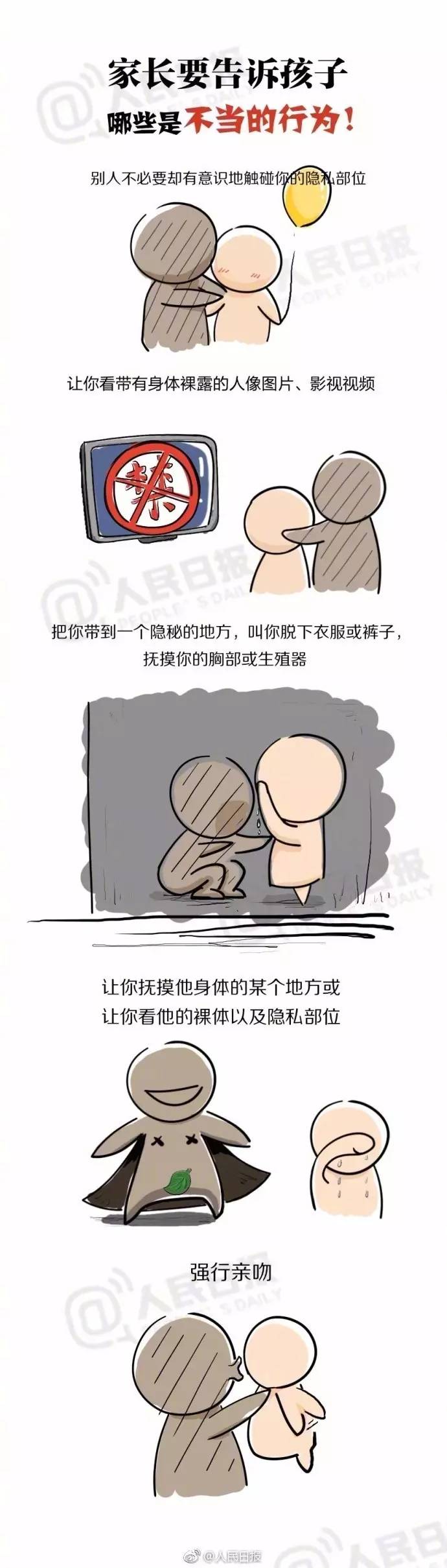 1,凡是裤衩背心盖起来的地方都是不能被其他人碰的;第二步:帮助孩子