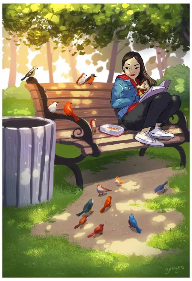 ma van就创作了一系列表现单身生活的漫画,充满阳光,积极的正能量