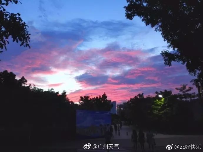 傍晚广州惊现紫红色大片火烧云!与boss级台风"泰利"有关?