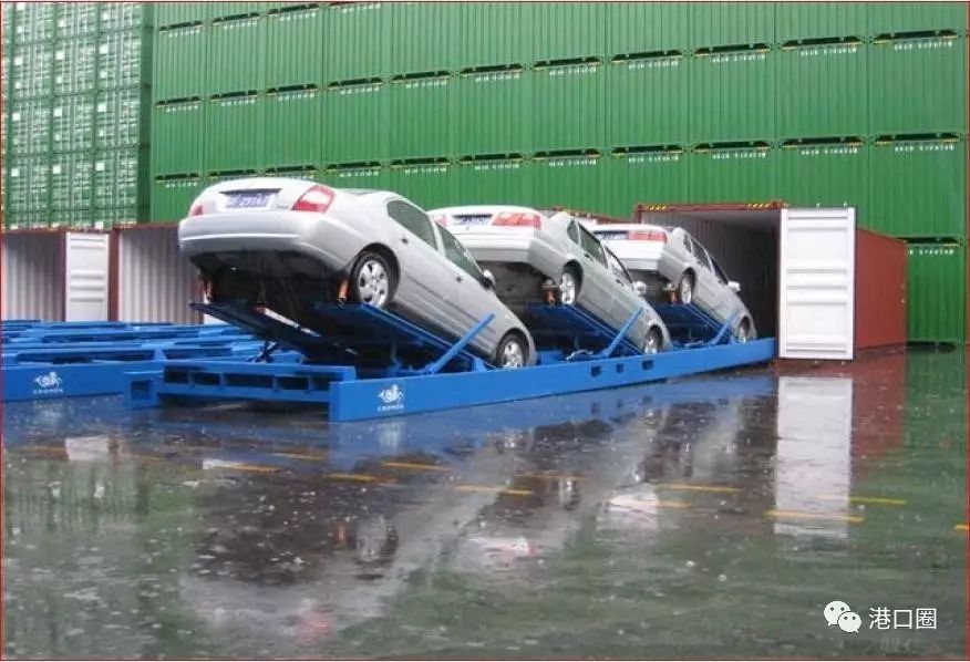 汽车运输平台箱装车 7.国外单体交换箱的应用