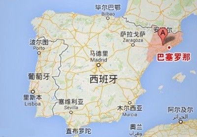 加泰罗尼亚位置图,首府巴塞罗那
