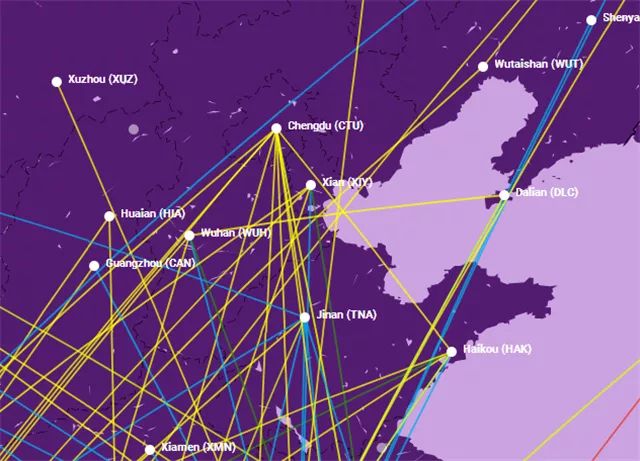 北京跑到中印邊界上海去了新疆這個航空聯盟的地圖厲害了