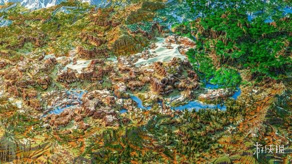 玩家自制我的世界地形图5k分辨率马赛克美如画