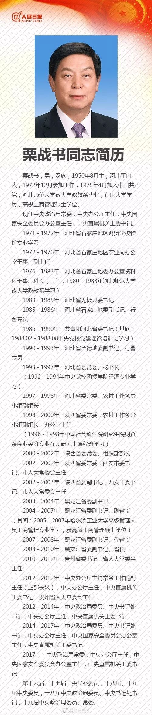 中央政治局常委简历发布！新时代的“梦之队”，未来看你们了，加油！|人民日报|中央政治局常委|梦之队_新浪新闻