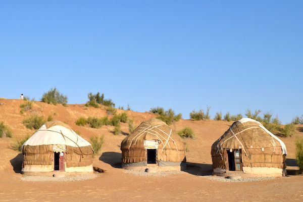 毡帐的色彩与四周融为一体我住的那顶帐篷外面上去很简单,不过,像世界