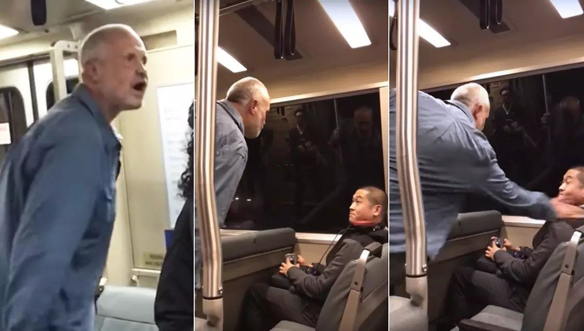 美白人地铁发表种族歧视言论 无端掌掴亚裔乘客