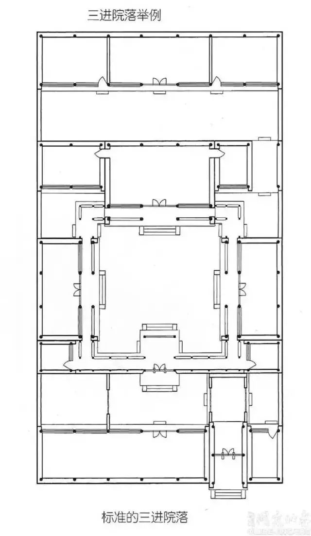 一进四合院和三合院平面图一进四合院平面图一主一次并列四合院影壁花
